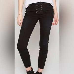 NWT Amuse Society Black Denim Corset Skinny Jeans 24